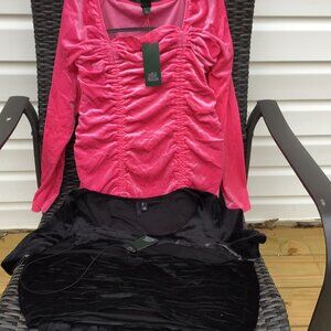 3 pc Velvet set Wild Fable Women's Long Sleeve Ruched Velvet Bodycon Dress L